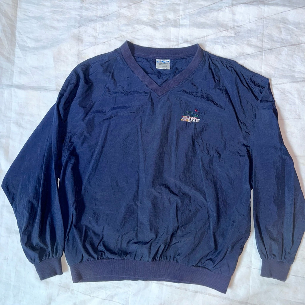 Vintage Y2K Unisex Adult Large Port Authority Nylon LS Miller Lite VNeck Jacket